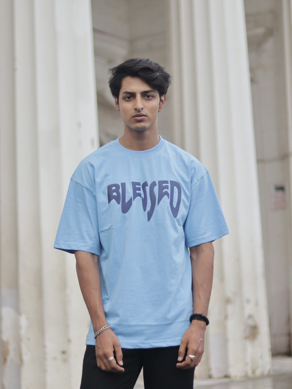 ISHO BLESSED Oversized Tee - Light Blue ISHŌ Clothing Co