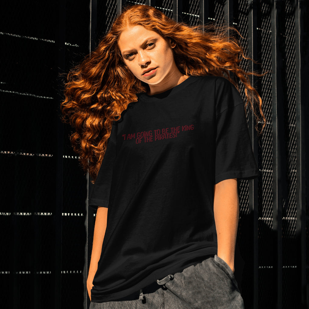 ISHO "King Of Pirates" Puff Print Oversized Tshirt