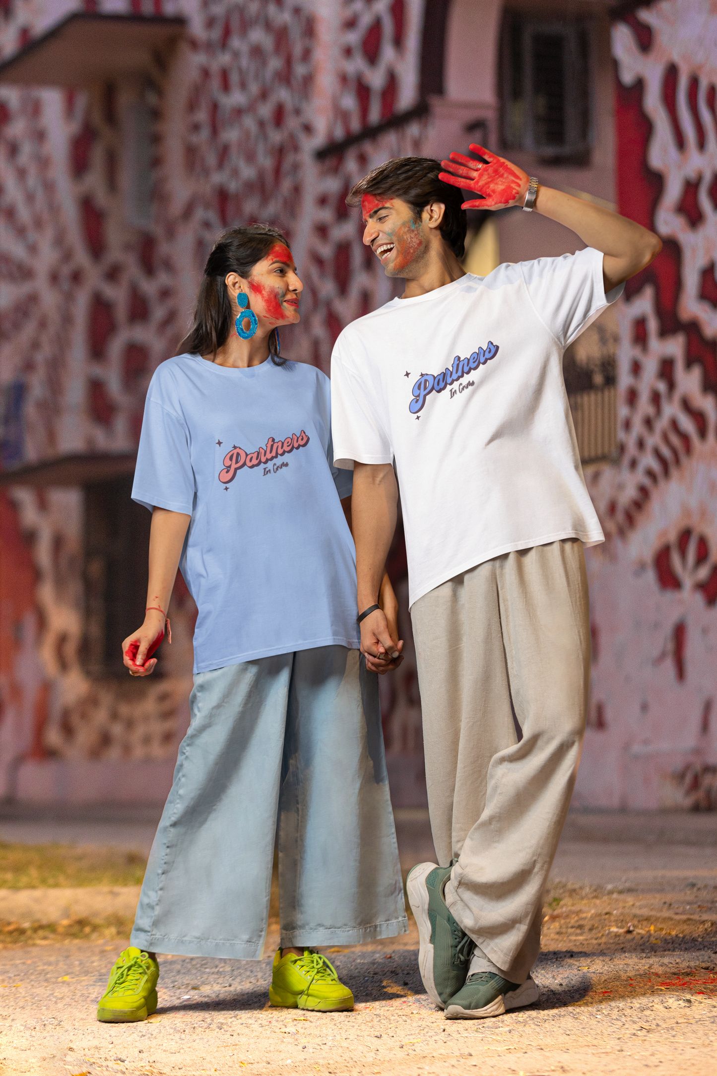 ISHO "Partners In Crime" Couple Oversized Tshirt (Initials Printed on Sleeves)