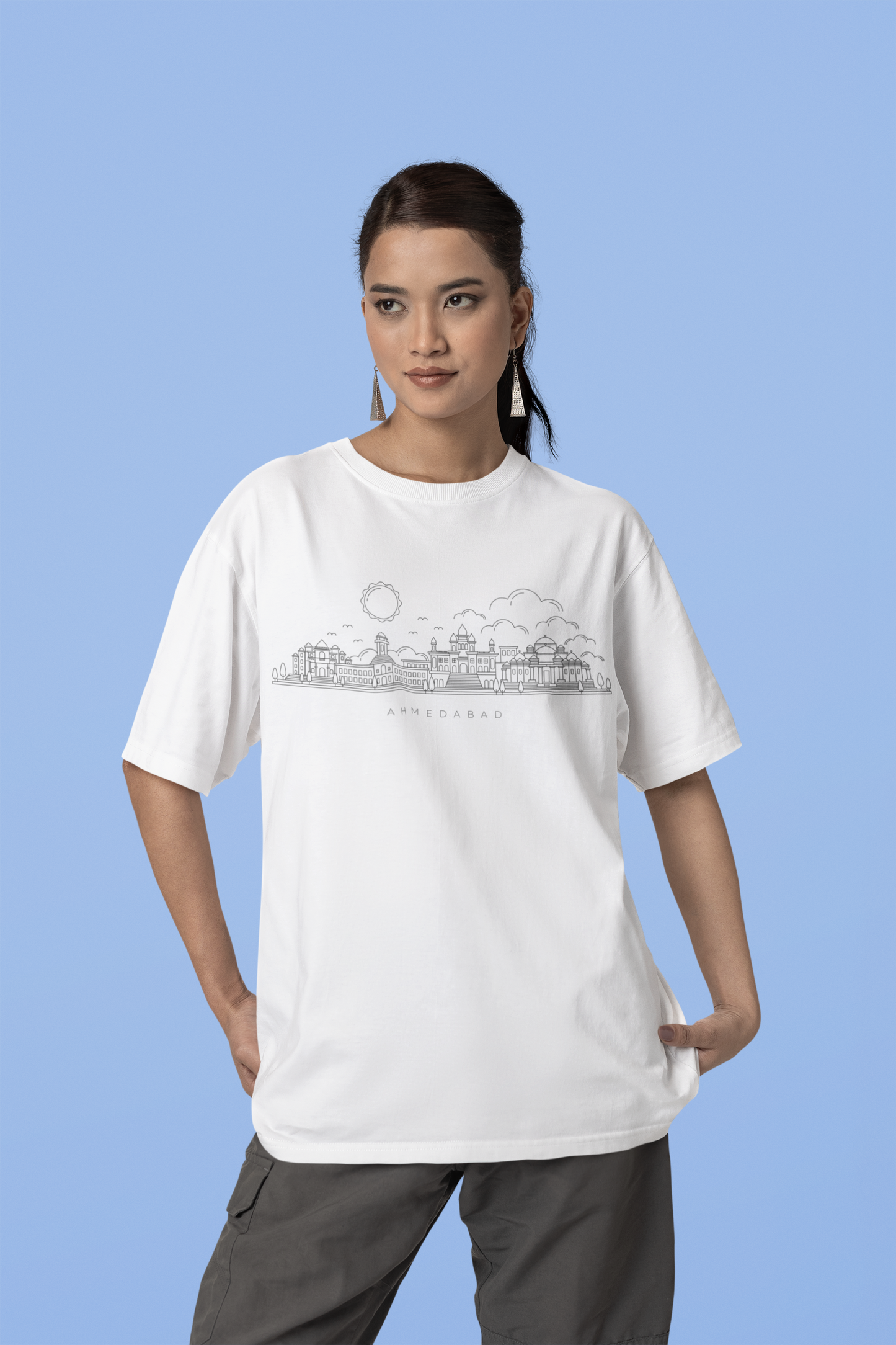 ISHO " Ahmedabad " Skyline Oversized Tshirt