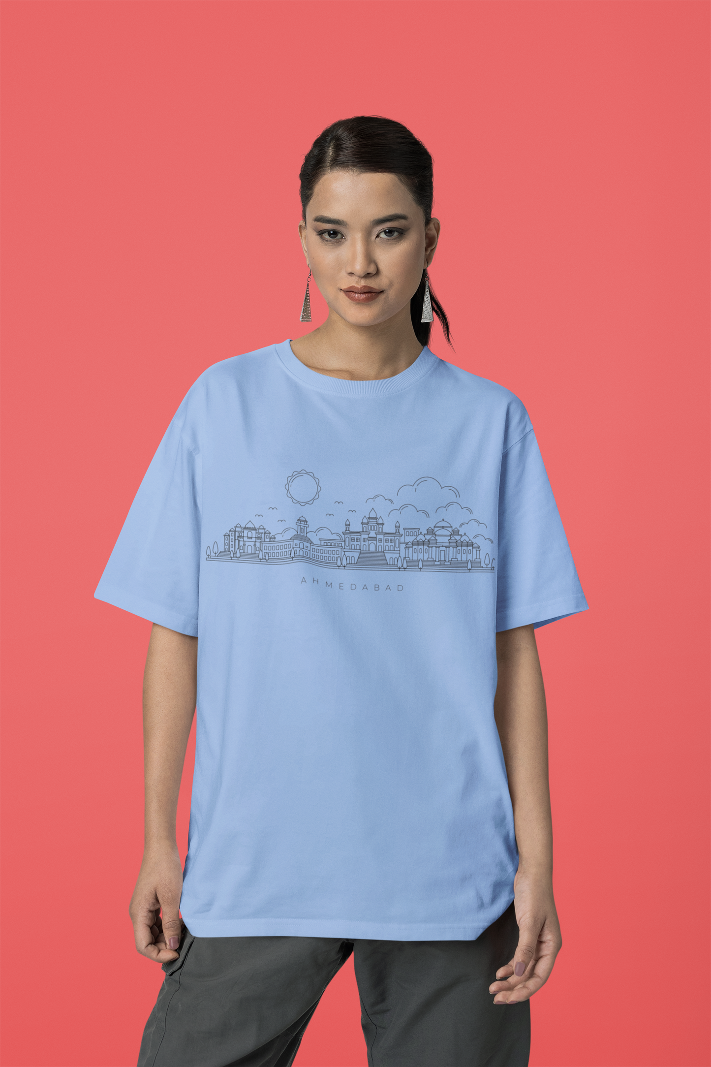 ISHO " Ahmedabad " Skyline Oversized Tshirt
