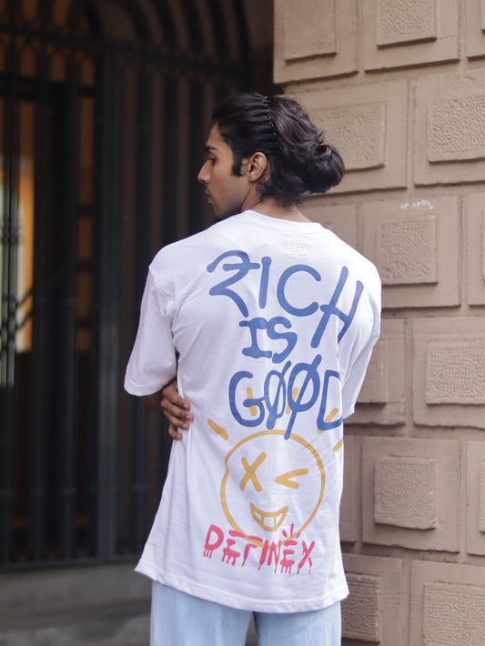 Rich Is Good Oversized Tee - White ISHŌ Clothing Co
